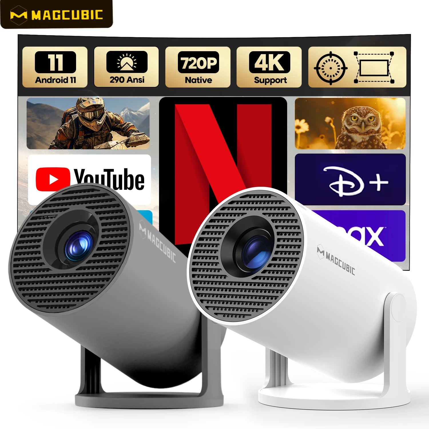 Projector 4K Android 11 HY300 Pro Wifi6 290ANSI Allwinner H713 BT5.0 1080P 1280*720P Cinema Outdoor Portable Projetor